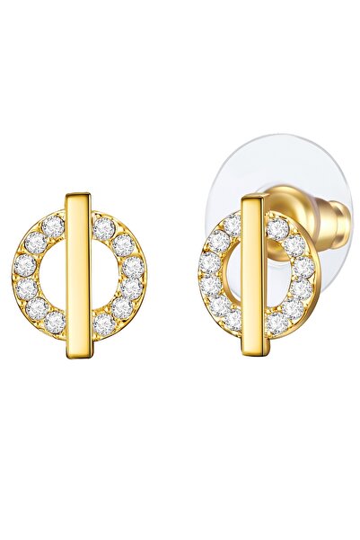 Lulu & Jane Modeschmuckohrstecker Ohrstecker gelbgold Glaskristall weiß