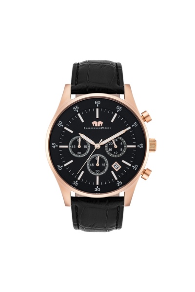 Rhodenwald & Söhne Chronograph Herren Chronograph roségold Echtleder schwarz
