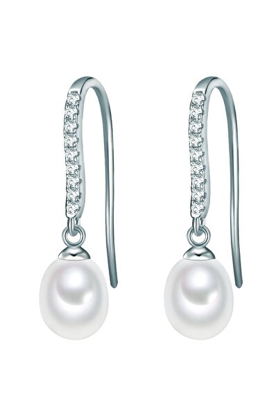 Valero Pearls Perlenohrhänger Ohrhänger Sterling Silber Süßwasser-Zuchtperle weiß Zirkonia weiß