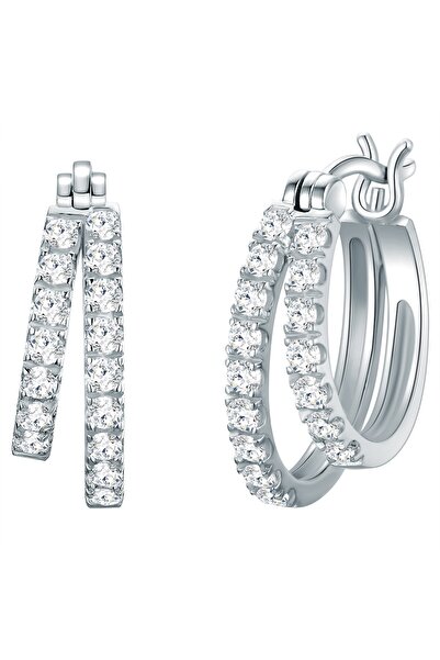 Trilani Silberohrcreolen Creolen Sterling Silber Zirkonia weiß