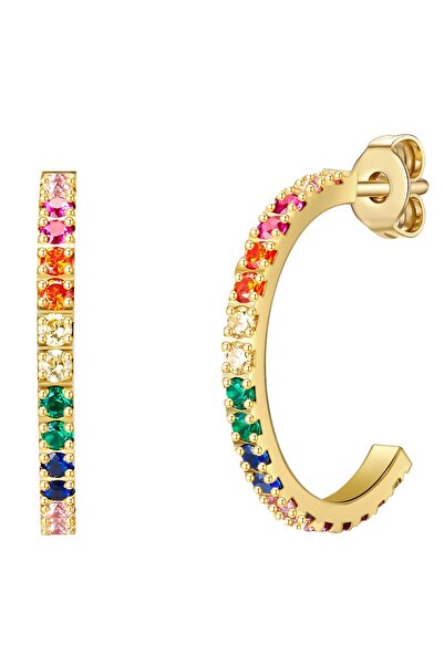 eastside Edelstahlohrcreolen Creolen Edelstahl gelbgold Zirkonia bunt