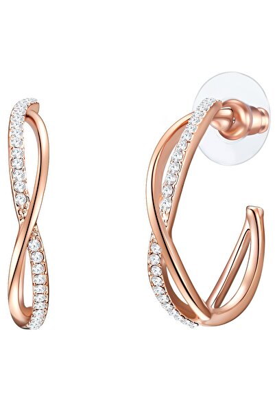 Lulu & Jane Modeschmuckohrcreolen Creolen roségold Glaskristall weiß