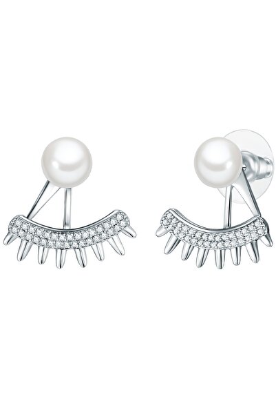 Lulu & Jane Perlenohrstecker Ohrstecker Muschelkernperle weiß Zirkonia weiß