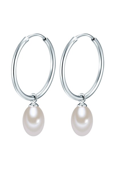 Valero Pearls Silberohrcreolen Creolen Sterling Silber Süßwasser-Zuchtperle weiß