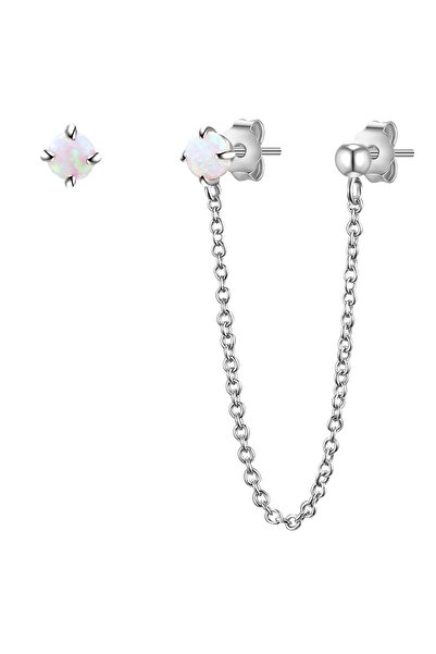 Glanzstücke München Silberohrstecker Ohrstecker Sterling Silber Opal (synth.) weiß