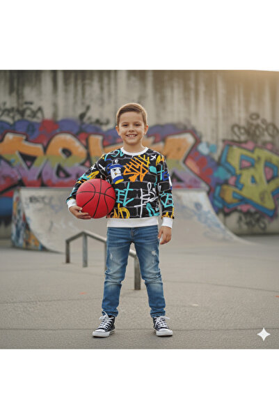woorage cuties Boy's Sweat-Shirt Digital Printed Black