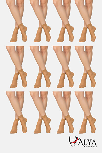 ALYA UNDERWEAR Women's Shiny Socks, 15 Denier, Fit, Pack of 12, Skin Color 57