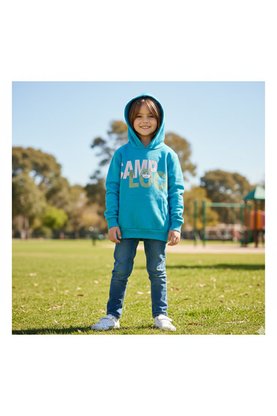 Çikoby Boy's Printed Kangaroo Pocket Hooded Petrol Green Sweatshirt – Cotton ...