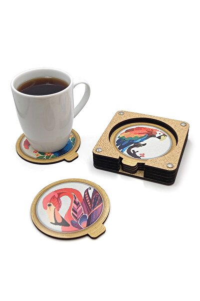 Artikel Bird Patterned Wooden Coasters - Office Accessory, Desk Accessory Set...