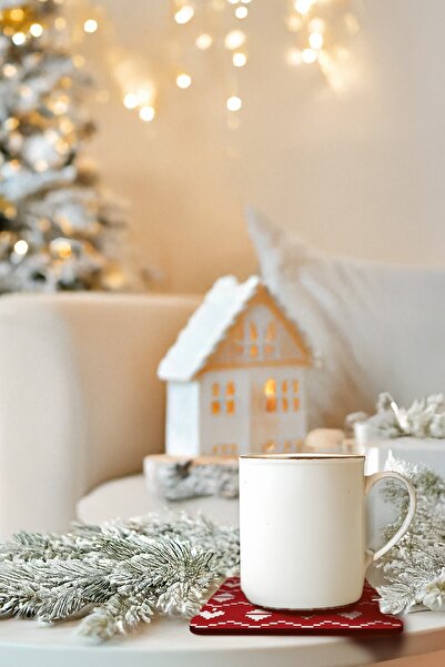 Artikel New Year -2 Patterned Set of 6 Wooden Cups, Office Accessory and Desk...