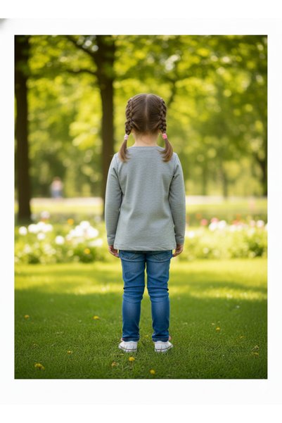 fancykidsantalya Kız Çocuk Gri Kuğu Desenli Pullu Sweatshirt – Yumuşak Mevsimlik Rahat Kalıp