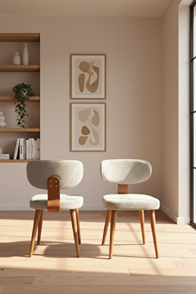 UMS MOBİLYA 2'li Zen Sandalye - Ahşap Ayaklı- Mutfak ve Salon Sandalyesi