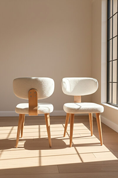 UMS MOBİLYA 2'li Zen Sandalye - Ahşap Ayaklı Mutfak ve Salon Sandalyesi