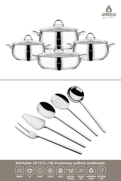 Amboss طقم أواني طهي من الفولاذ المقاوم للصدأ مكون من 13 قطعة مع حجر اللازورد
