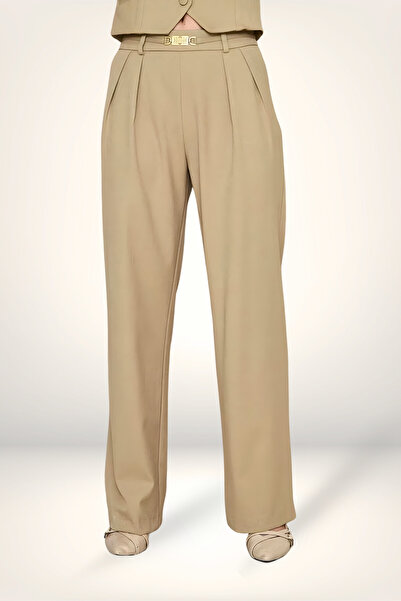 LA PANTE Pantaloni de damă pantaloni palazzo Pantaloni de damă plisați cu pic...