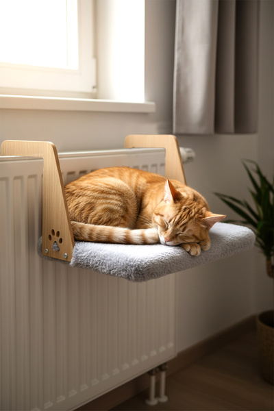 GOBYPET Peluş Kalorifer Petek Radyatör Yatağı Kedi Geniş Kedi-Köpek Kalorifer Yatağı, Hediye Paspas