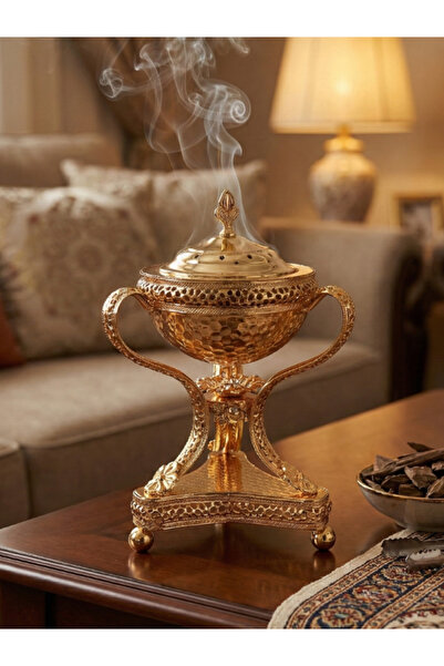 SQUALO مبخرة معدنية ذهبية بارتفاع 22 سم