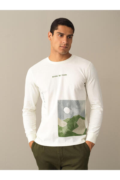 Xint Erkek Ekru Pamuk Dokulu Baskılı Tişört
