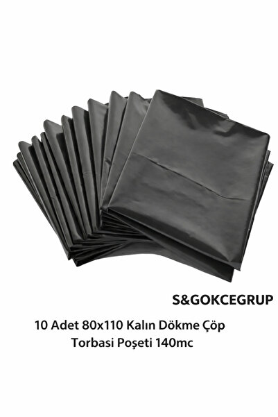 MAXİPACK 10 Adet 80x110 Kalın Dökme Çöp Torbası Poşeti 140mc