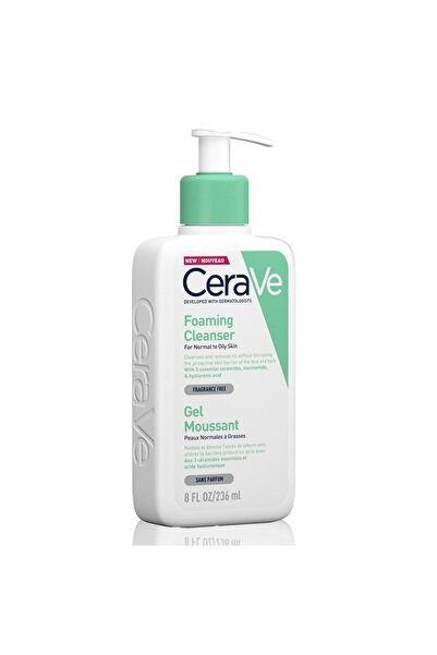 CeraVe غسول رغوي للبشرة العادية إلى الدهنية مع حمض الهيالورونيك، 236 مل