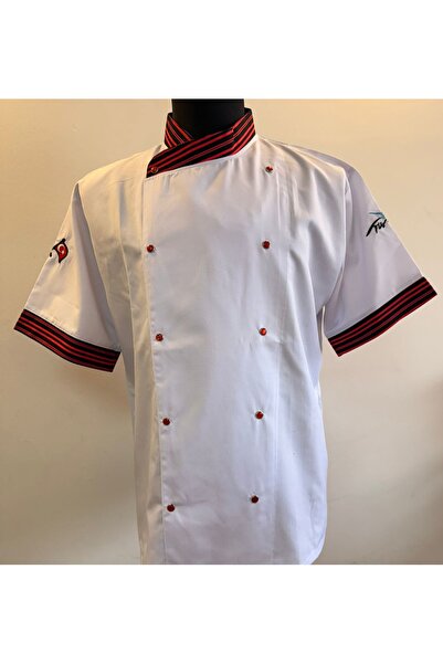 MARTEN White Long Sleeve Chef Jacket / Cooking Shirt with Black Buttons and C...