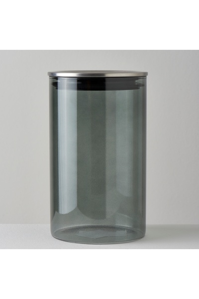 Linens Smoky Cam-Metal Kapak 1000 ml 10,4x10,4x17 cm Kavanoz Füme