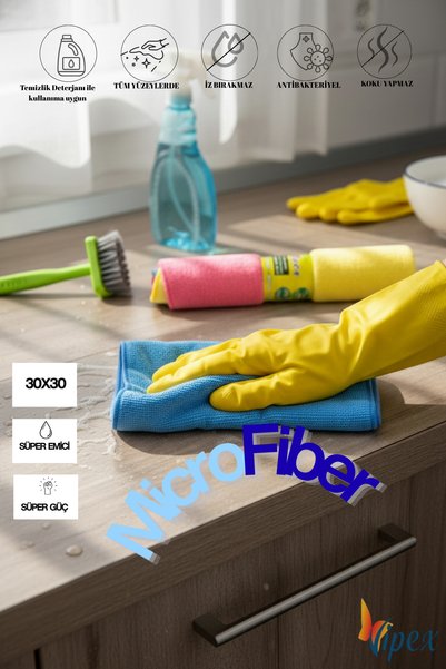 VİPEX 3 Pieces of 4-Pack Dürüm Industrial Microfiber Cleaning Cloth