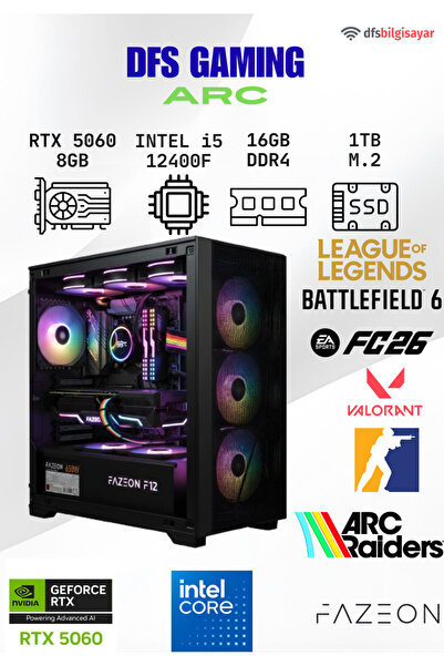 FAZEON DFS Gaming ARC INTEL I5 12400F-H610M-RTX 5060 8GB-16GB DDR4 RAM-1TB M....