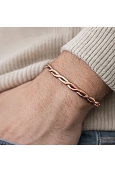 COPPERMS El Yapımı Burma Dövme Saf Bakır Bilezik Manyetik Alan Bilekliği.