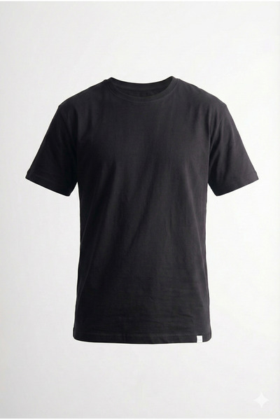 İmza Black Crew Neck Short Sleeve Slim Fit Cotton Basic T-Shirt 1011255106