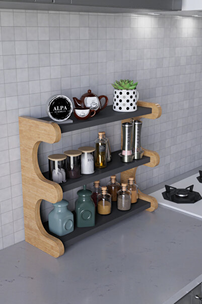 alpaevmobilya 3 Katlı Masa Üstü Mutfak Rafı – Çok Amaçlı Baharatlık ve Tezgah...