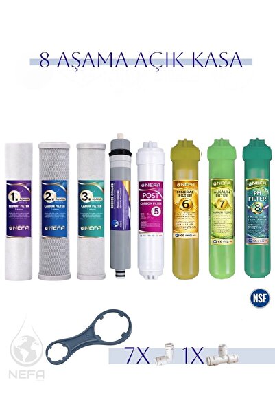 Nefa Tüm Açık Kasalar İçin Uyumlu 8 Aşamalı Filtre Seti, Detox, Mineral,Alkal...
