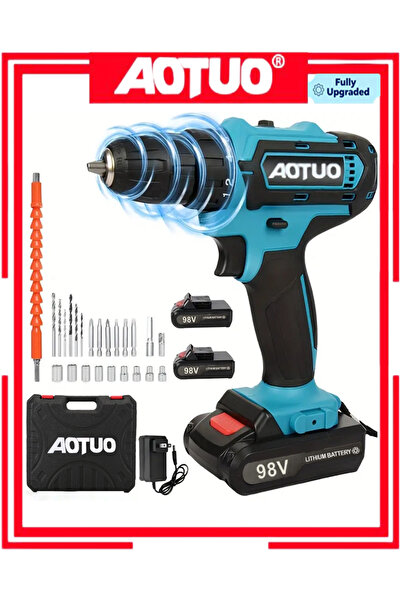 AOTUO 48Volt cordless electric drill with lithium battery with carrying bag, two batteries and charger