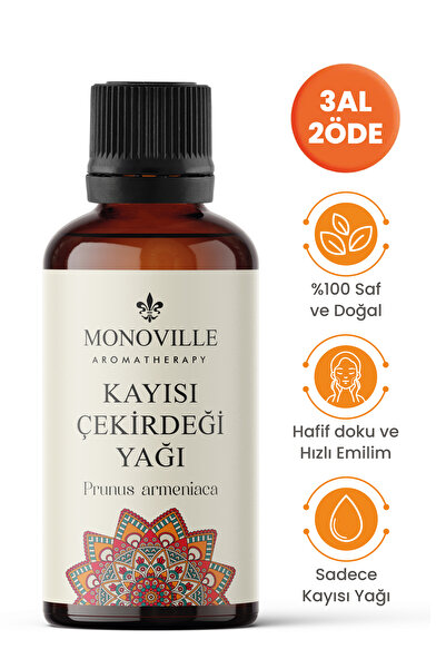 Monoville Kayısı Çekirdeği Yağı 30 ml Soğuk Sıkım %100 Saf ve Doğal (Apricot ...