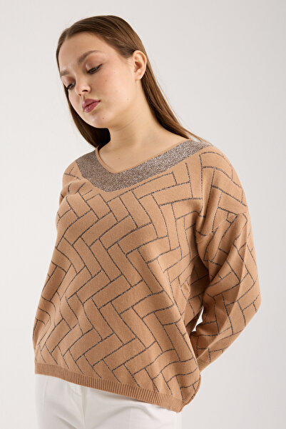 Moda Days Γυναικεία πλεκτή μπλούζα με λαιμόκοψη σε σχήμα V με μανίκια με νυχτ...