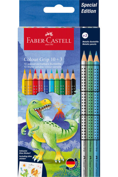 Faber Castell Creioane colorate Faber-Castell 10 + 3 Cul Grip 2001 cu dinozauri