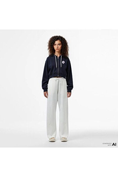 Converse Classic Kadın Fermuarlı Siyah Hoodie