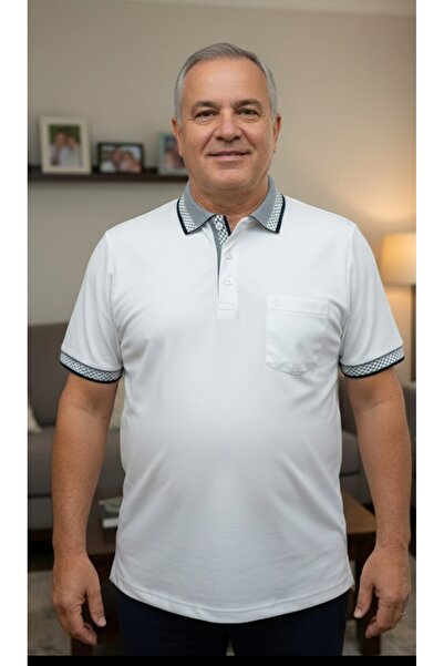 güncüoğlu تي شيرت رجالي من قماش الميرسيريز بقصة عادية مع ياقة بولو وتفاصيل عل...