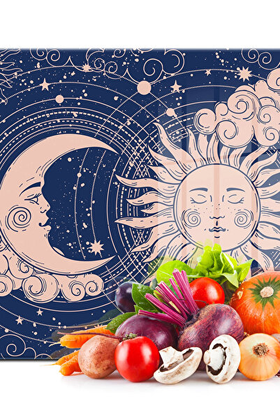 Decovetro لوح تقطيع زجاجي ووعاء تقديم مربع الشكل بنمط الأبراج الزرقاء مقاس 30×30 سم