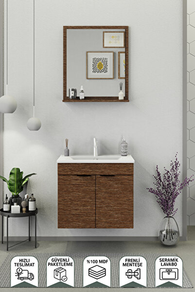 BIANI Fix Arya 65 Cm Banyo Dolabı Renk Aybe Kahve