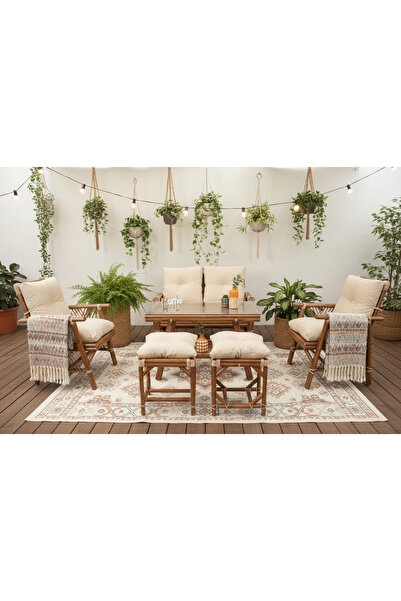 DEKORZADE 6 Kişilik Balkon Bahçe Teras Masa Takımı Oturma Grubu Balkon Takımı Balkon Mobilyası Bahçe Mobilyası