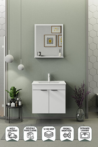 BIANI Fix Arya 65 Cm Banyo Dolabı Renk Mat Beyaz