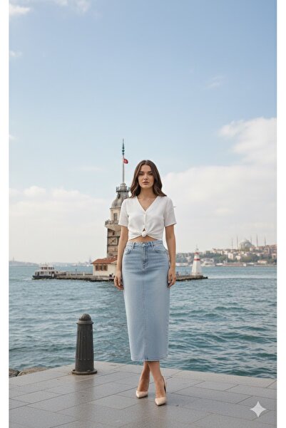 Ede Tekstil تقنية الاتجاه الجينز الطويل - تنورة غسل الثلج