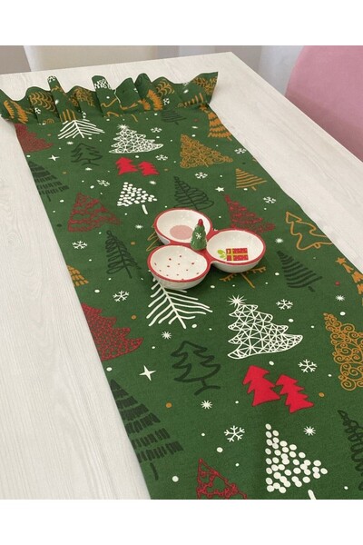 LİVANİ HOME Yeniyıl Yılbaşı Runner Fırfırlı