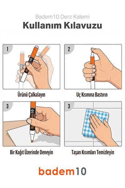 Badem10 2 Adet Beyaz Fayans Arası Hazır Derz Dolgusu Boyama Boyası Kalemi (Yedek Uçlu) Su Bazlı Yenileme