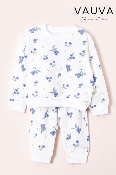 Vauva طقم بيجامة بأكمام طويلة مطبوعة للفتيات والأولاد طقم بيجامة للأطفال