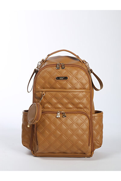 MY Collection Oeste Leather Mother Baby Care Backpack Baby Car Strap Attachme...