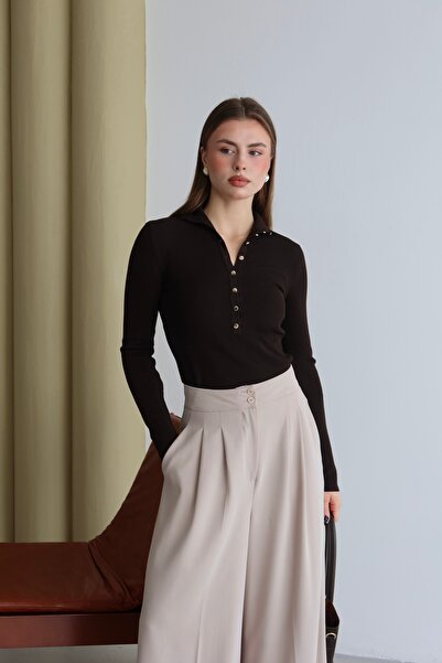 Jeevee Guler Hakim (Jumătate de Pescar) cu nasturi metalici material reiat Pulover din tricot