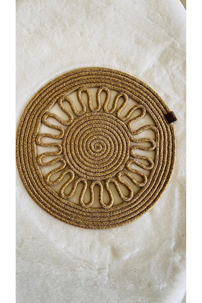 Genel Markalar Jüt 2 Adet Natural Amerikan Servis El Yapımı Örme Motifli Supla