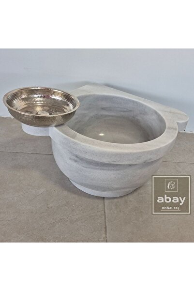 Abay Doğal Taş Marmara Gri Mermer Düz Köşe Hamam Kurnası